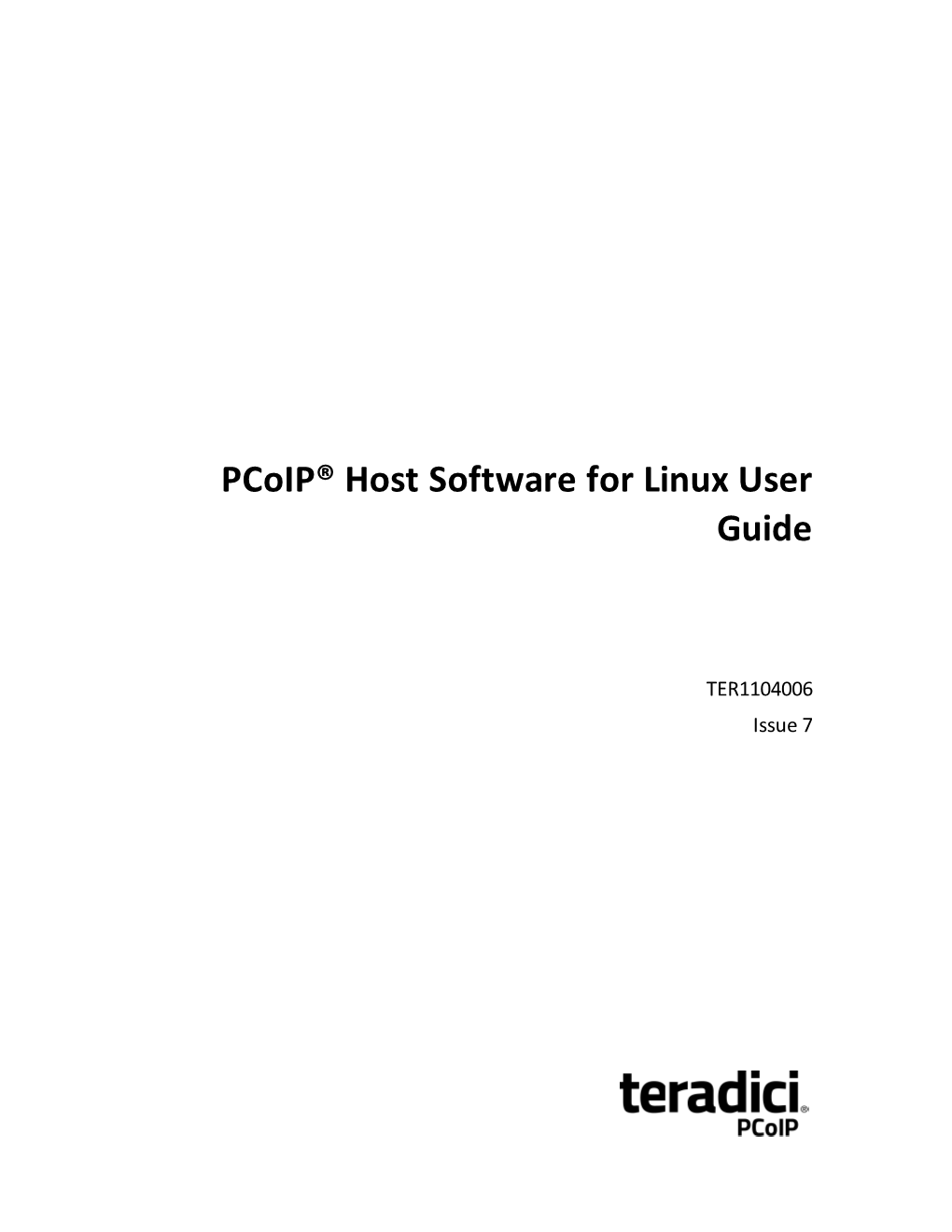 Pcoip® Host Software for Linux User Guide