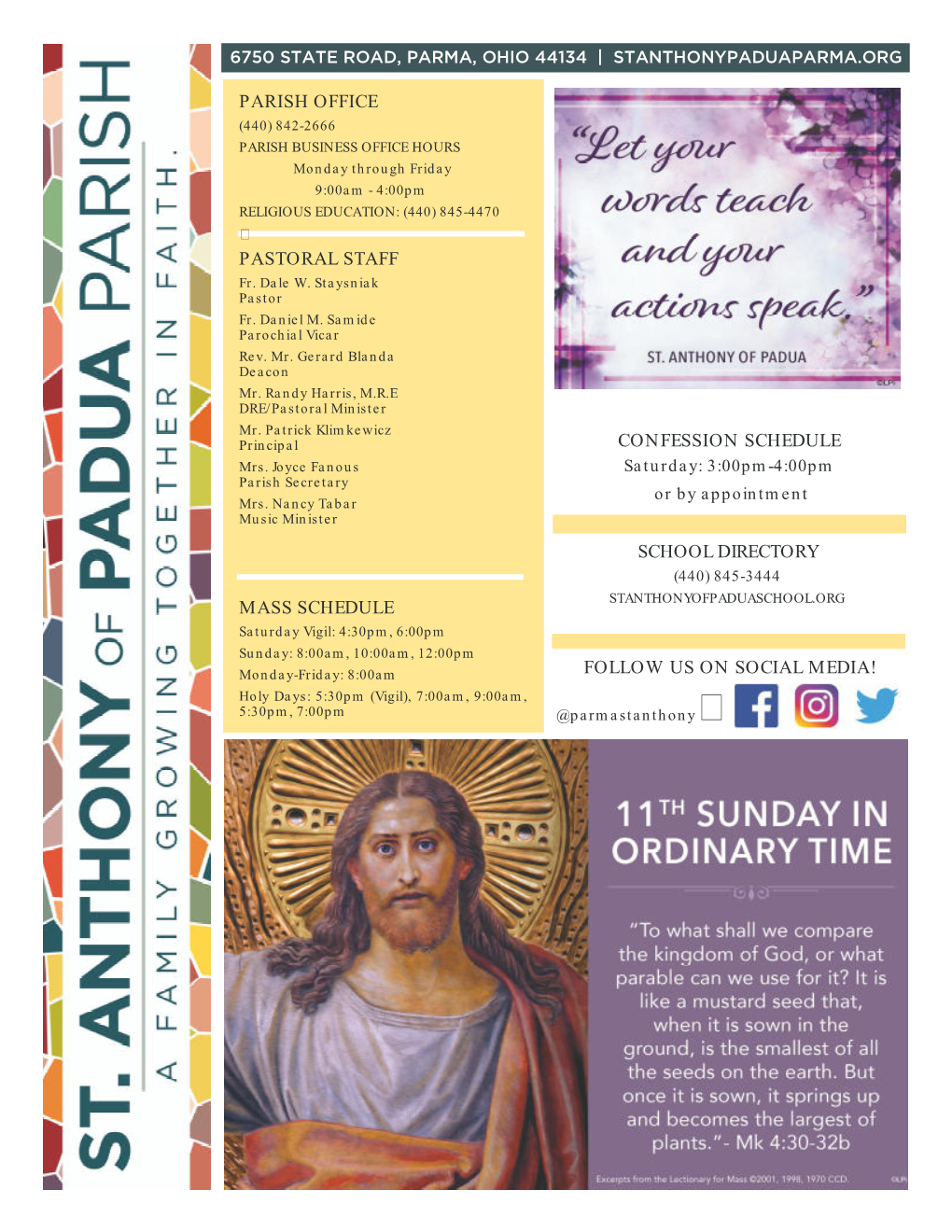 Confession Schedule Parish Office