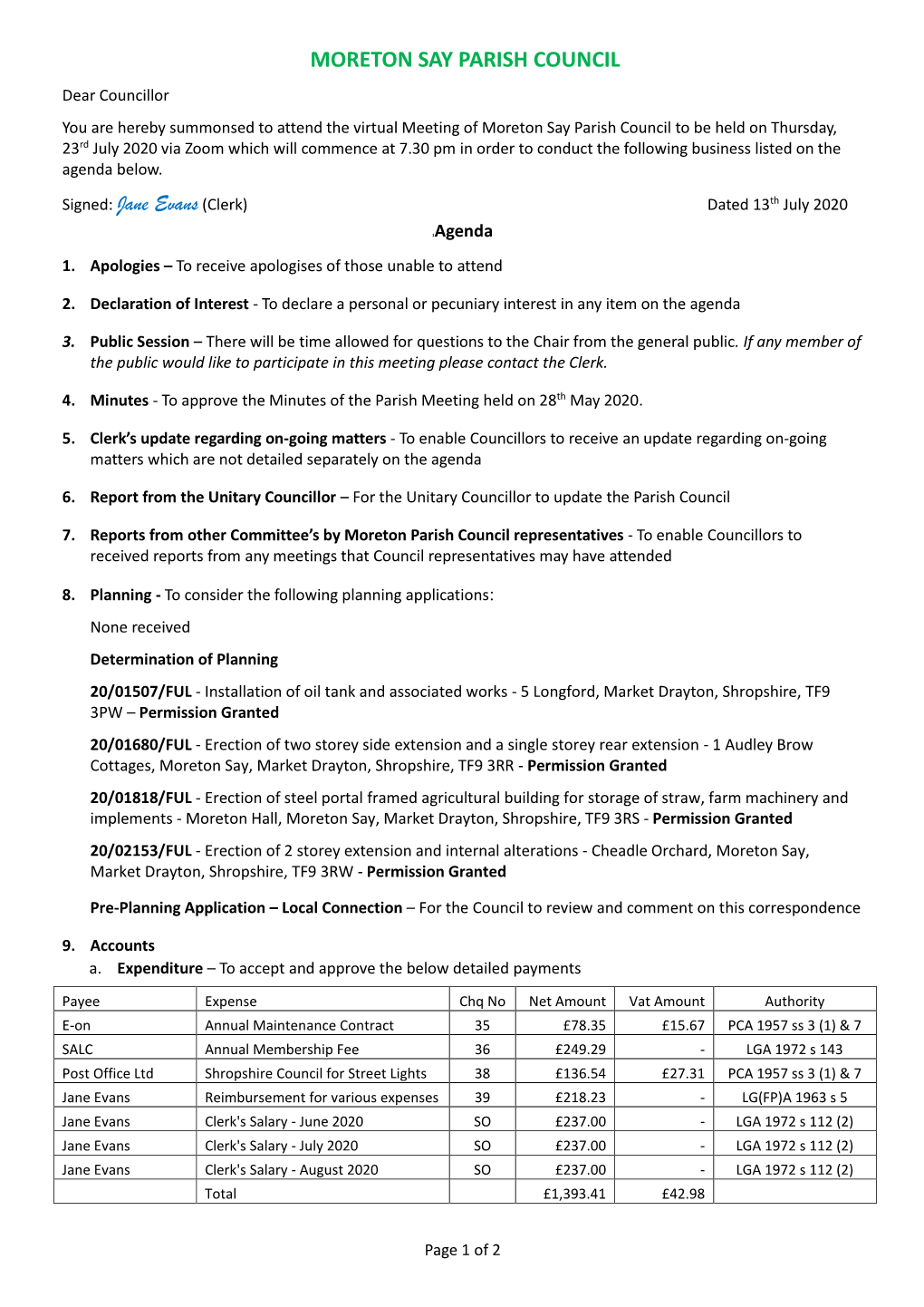 Hodnet Parish Council