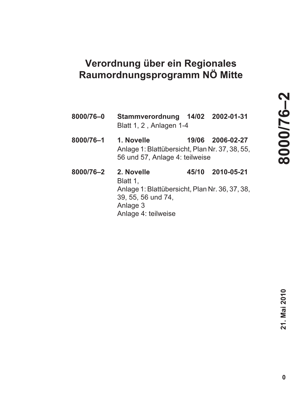 Verordnung Über Ein Regionales Raumordnungsprogramm NÖ Mitte