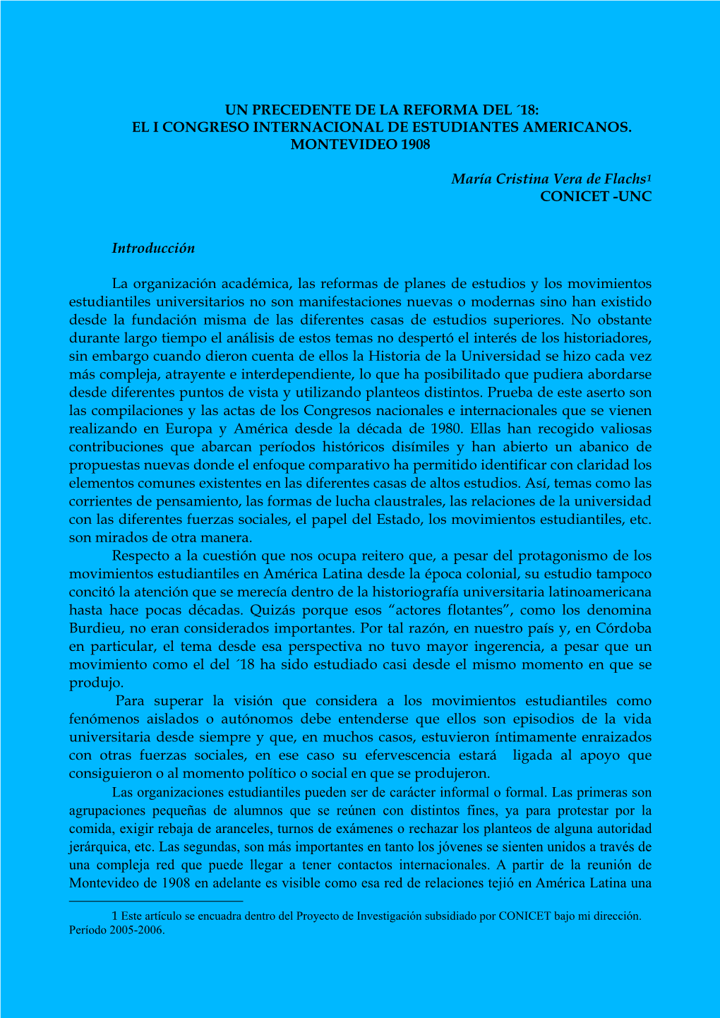 Un Precedente De La Reforma Del ´18: El I Congreso Internacional De Estudiantes Americanos