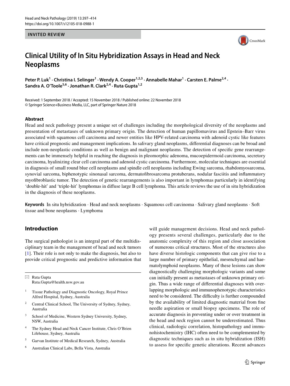 Clinical Utility of in Situ Hybridization Assays in Head and Neck Neoplasms