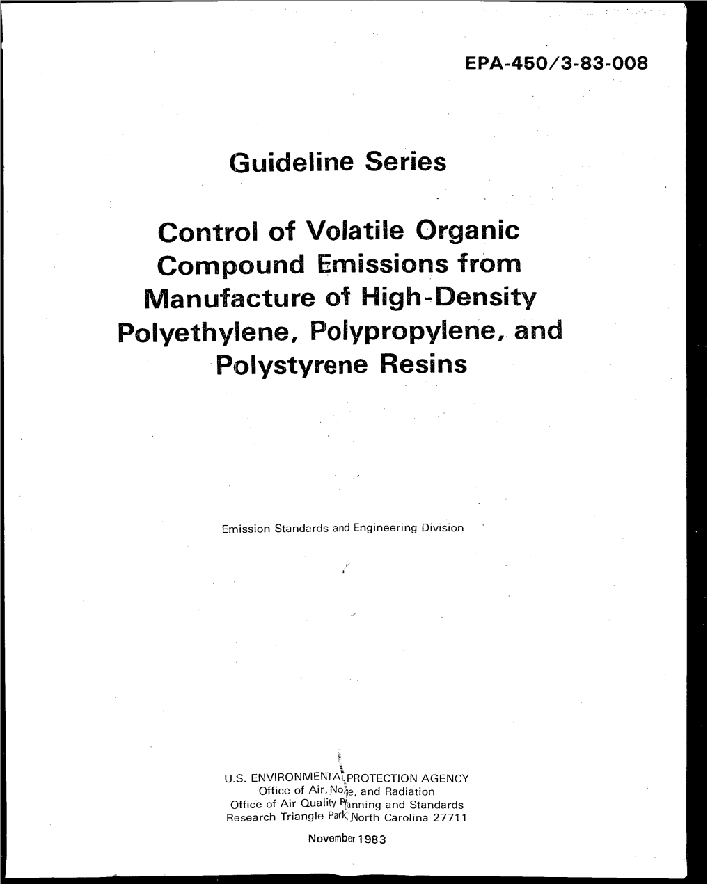 EPA 450 3-83-008 Control of VOC Emissions from Manufacture Of