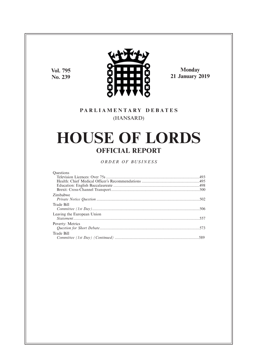 House of Lords Official Report