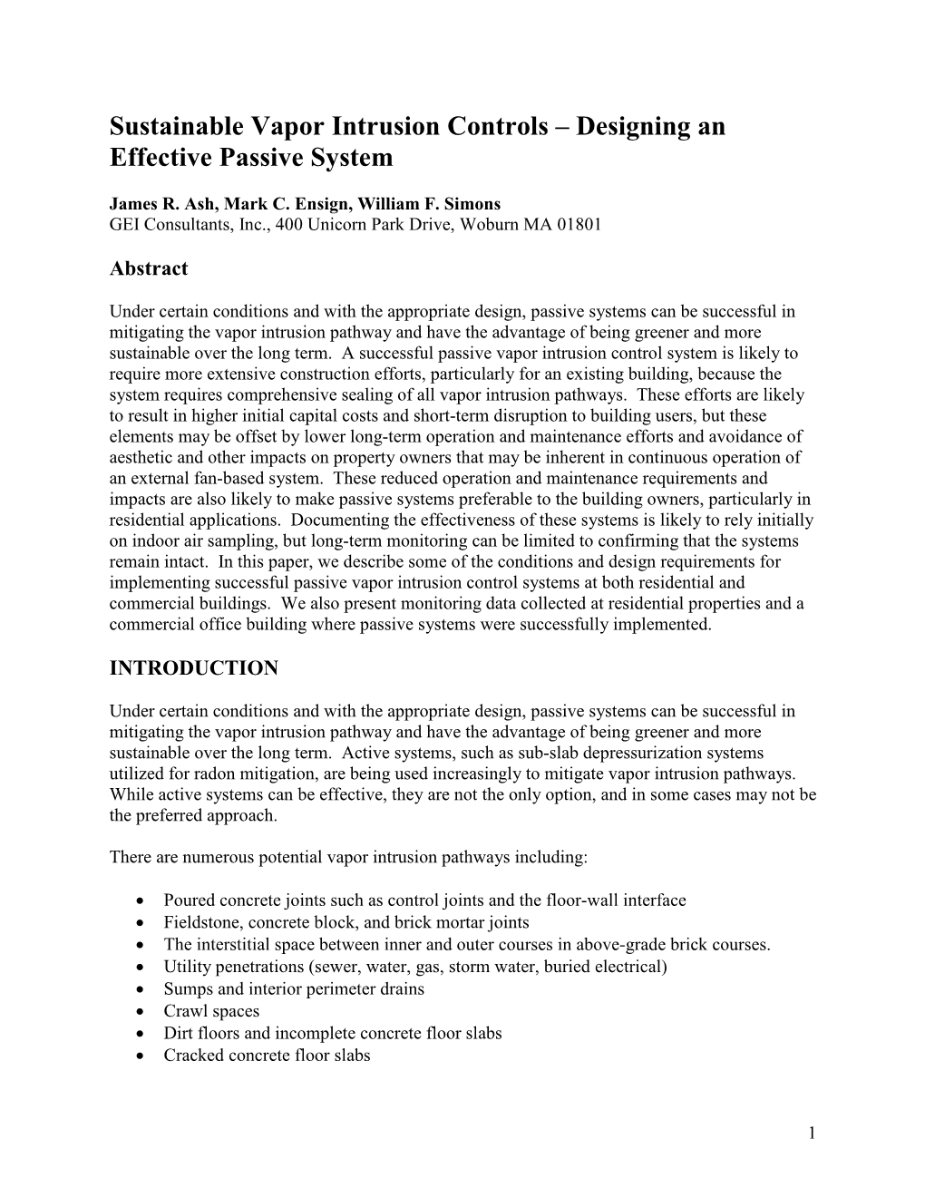 Sustainable Vapor Intrusion Controls – Designing an Effective Passive System