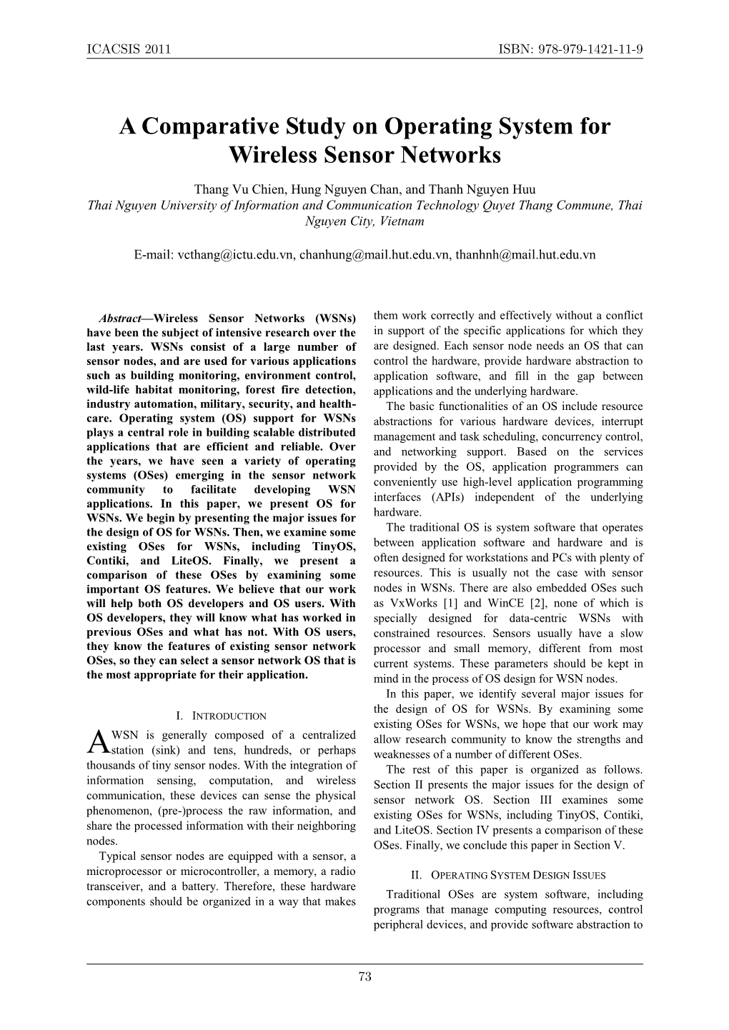 A Comparative Study on Operating System for Wireless Sensor Networks