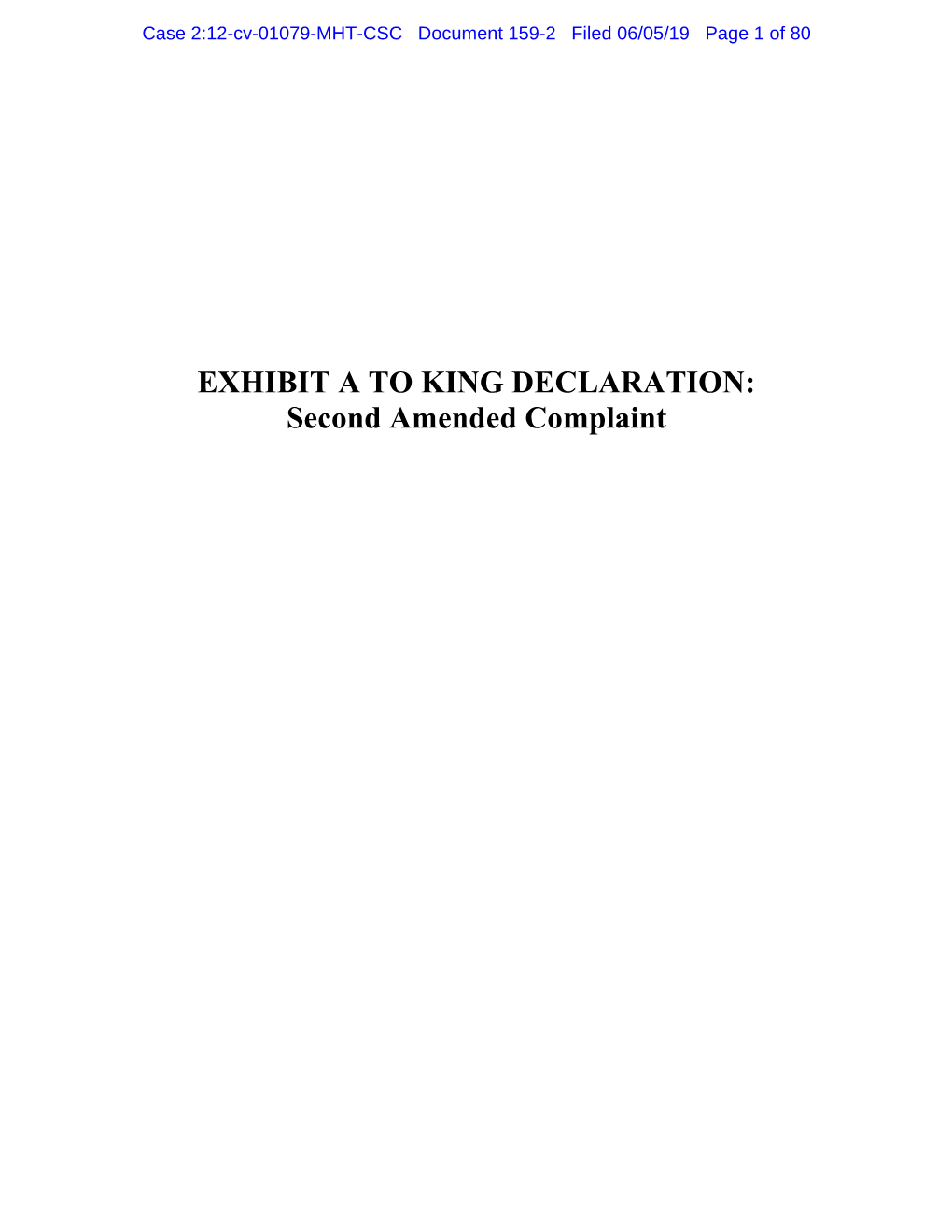 EXHIBIT a to KING DECLARATION: Second Amended Complaint