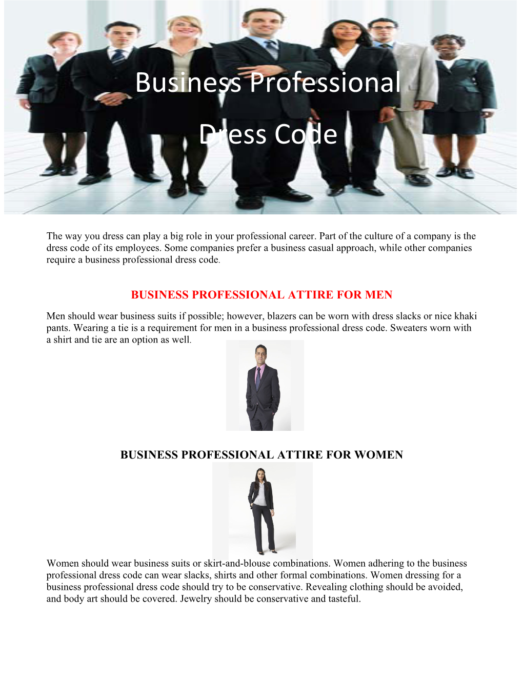 Business Professional Dress Code