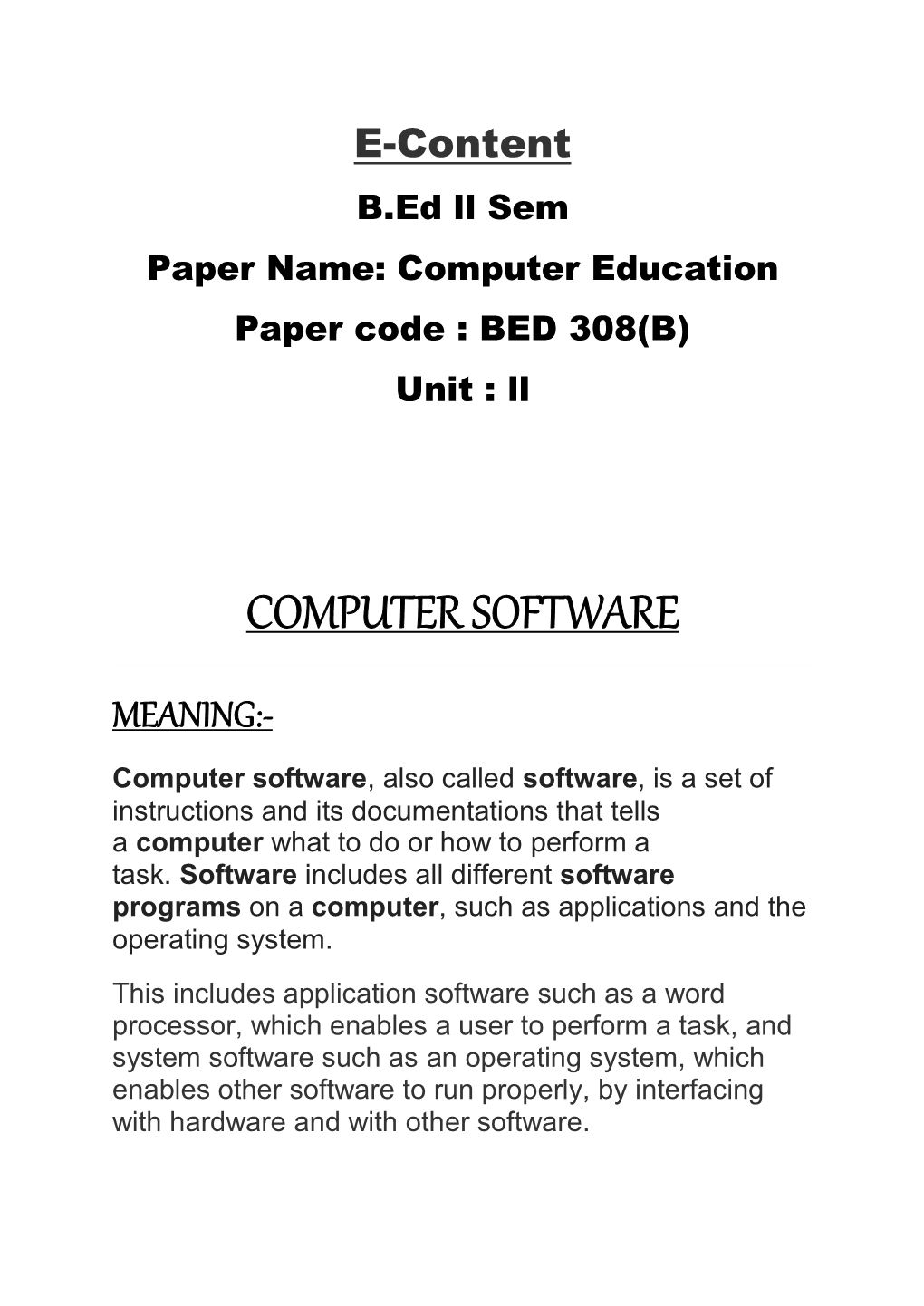 Computer Software