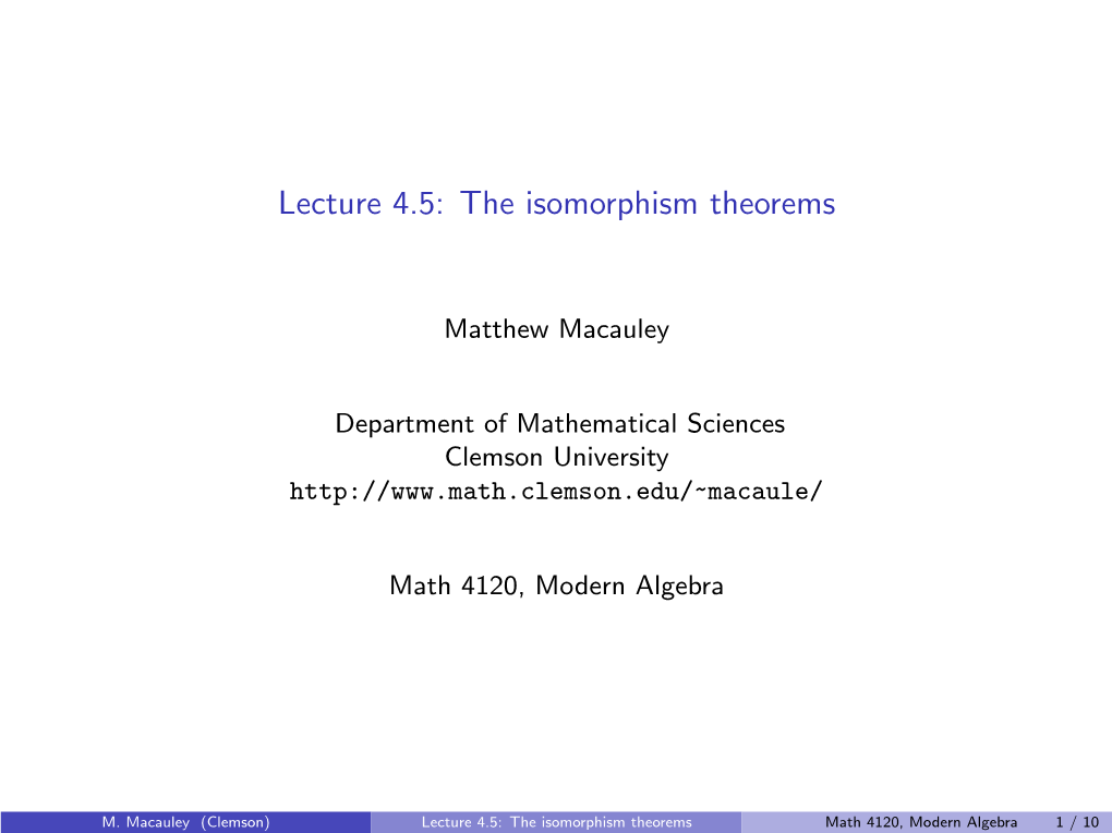 The Isomorphism Theorems