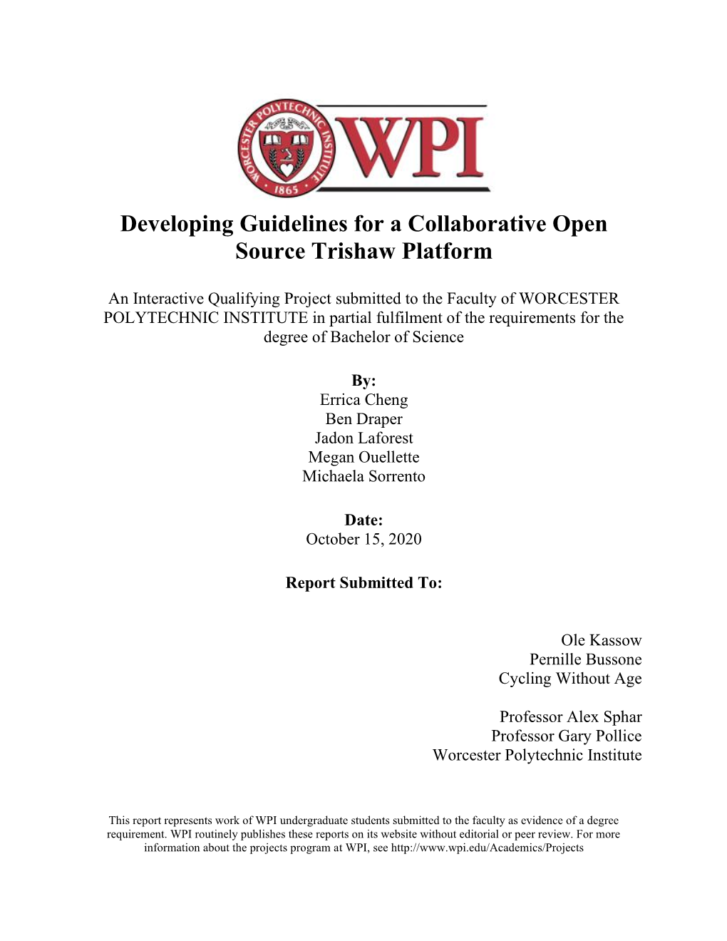 Developing Guidelines for a Collaborative Open Source Trishaw Platform