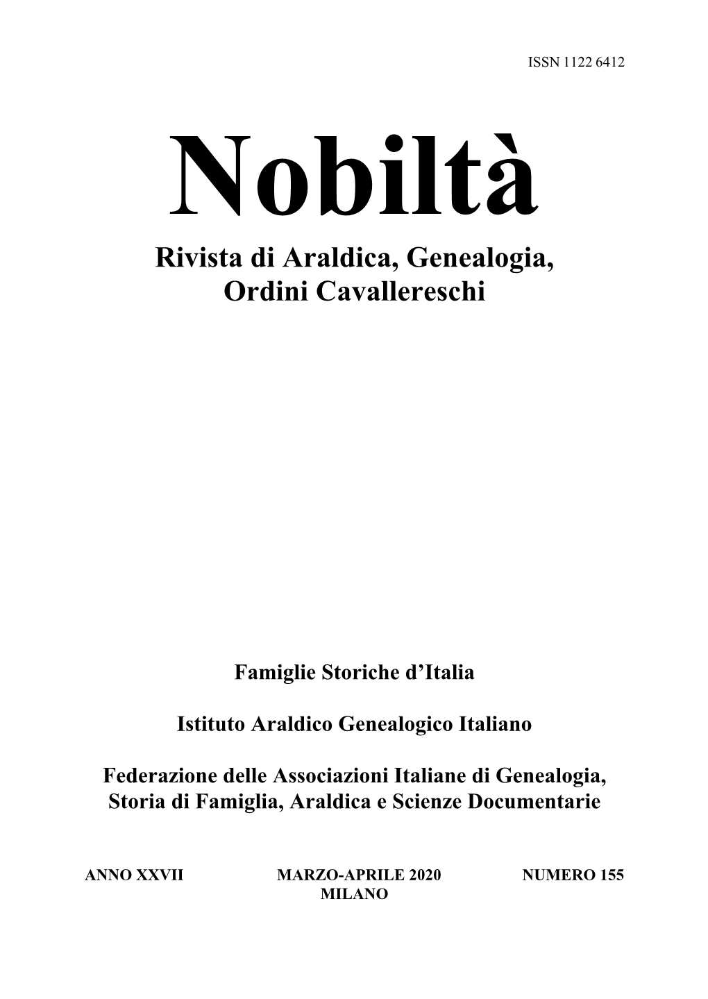 Rivista Di Araldica, Genealogia, Ordini Cavallereschi