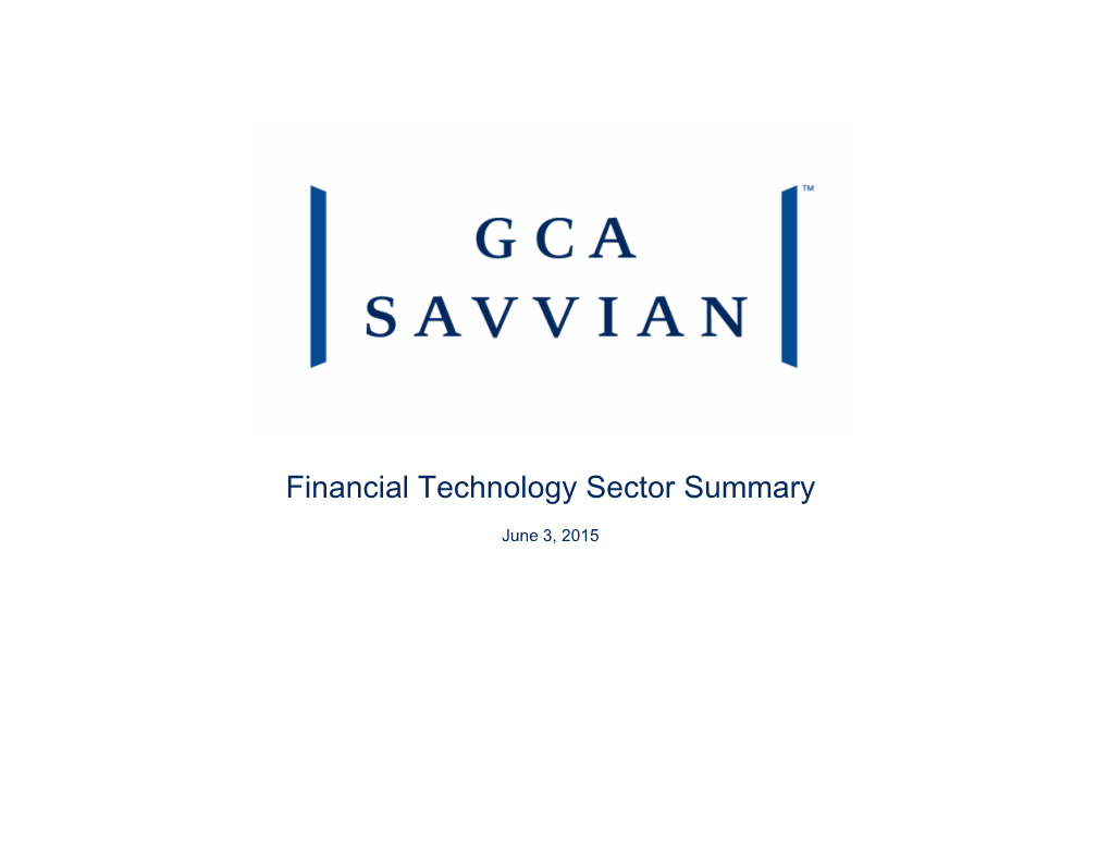 Financial Technology Sector Summary