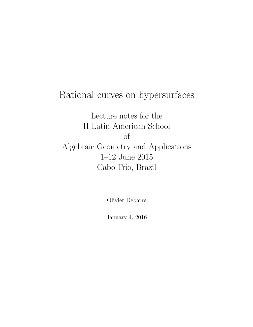 Rational Curves on Hypersurfaces