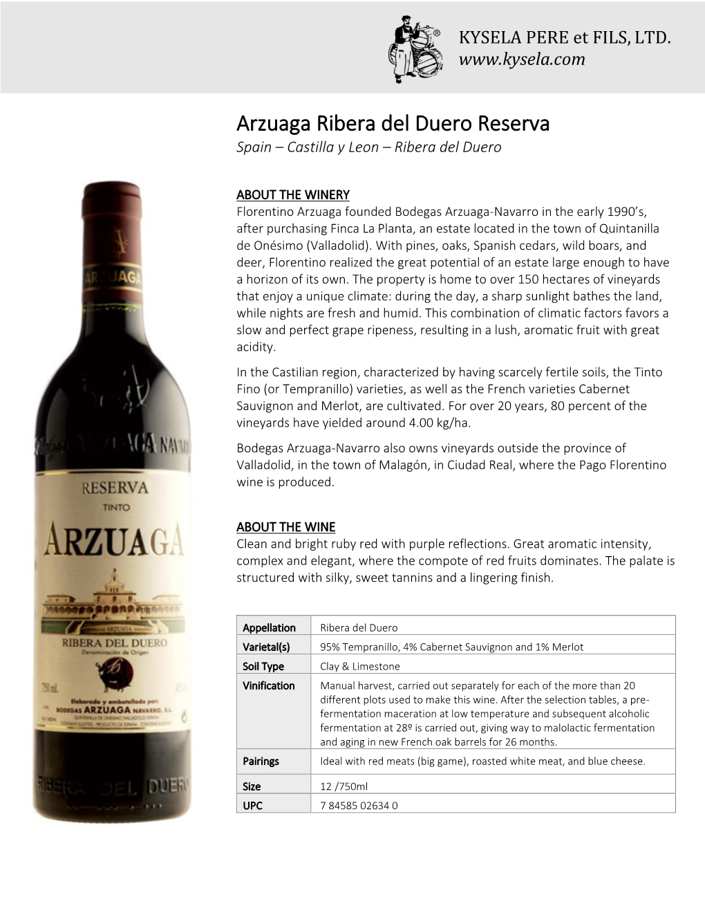 Arzuaga Ribera Del Duero Reserva Spain – Castilla Y Leon – Ribera Del Duero