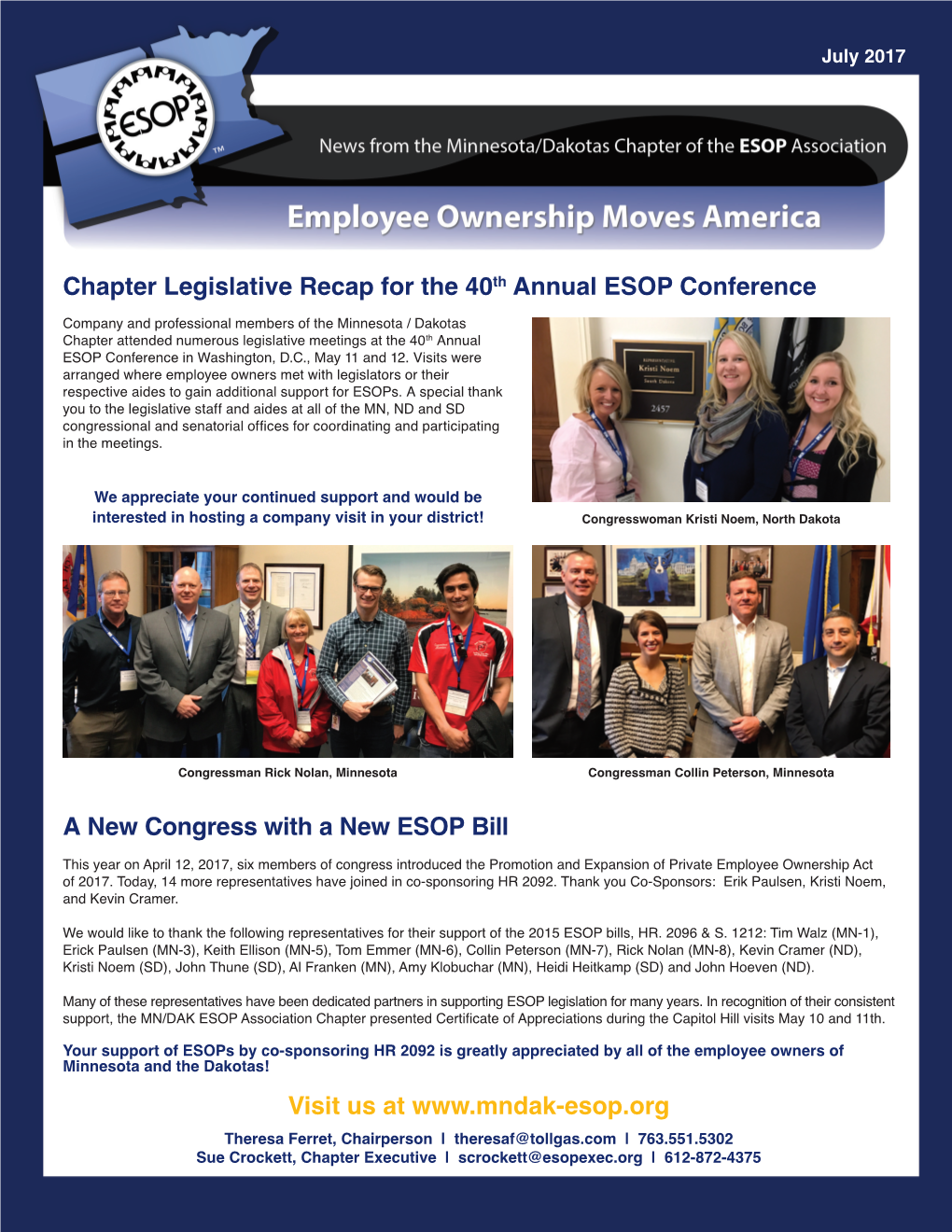 Chapter Legislative Recap for the 40Th Annual ESOP Conference Visit Us