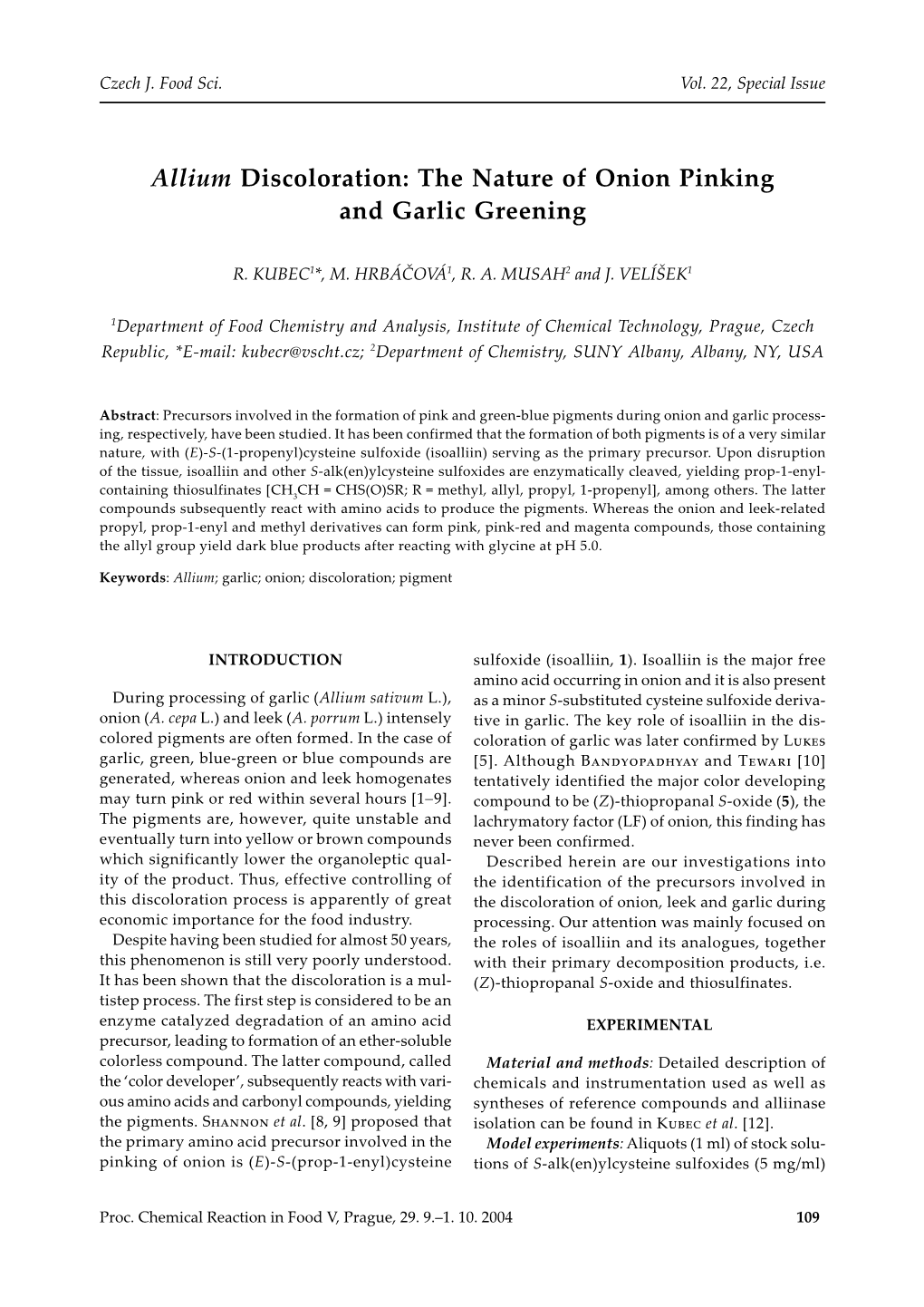 Allium Discoloration: the Nature of Onion Pinking and Garlic Greening