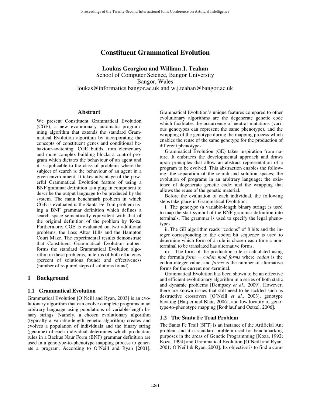 Constituent Grammatical Evolution