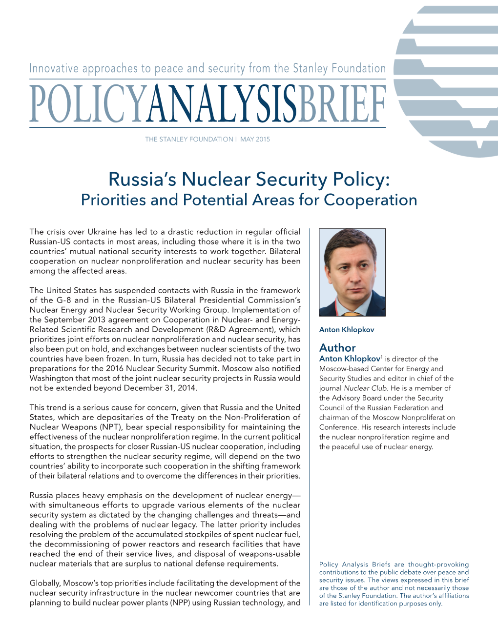 Russia's Nuclear Security Policy