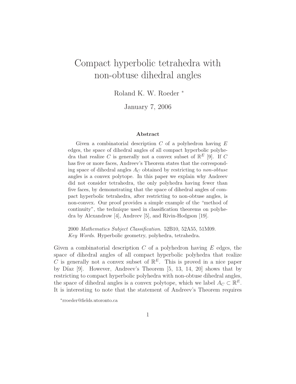 Compact Hyperbolic Tetrahedra with Non-Obtuse Dihedral Angles