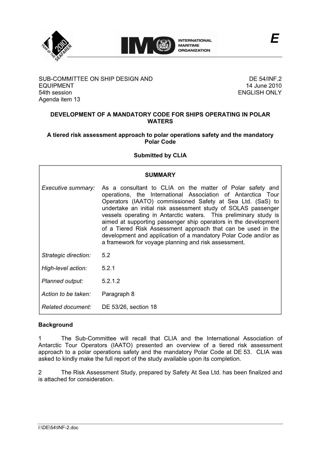 SUB-COMMITTEE on SHIP DESIGN and EQUIPMENT 54Th Session