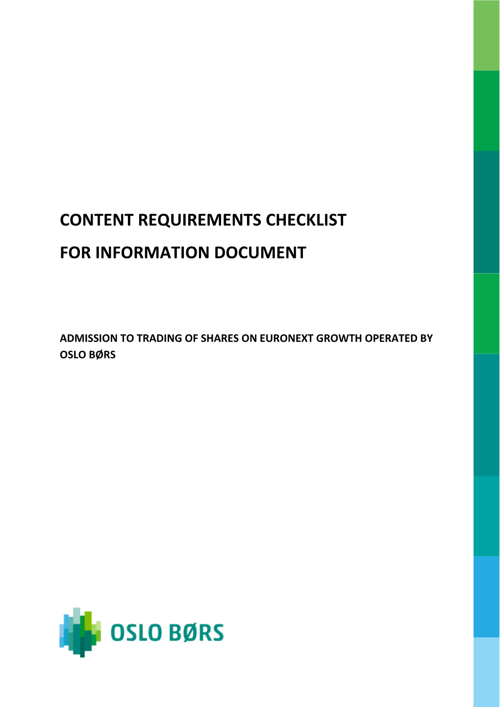 Content Requirements Checklist for Information Document