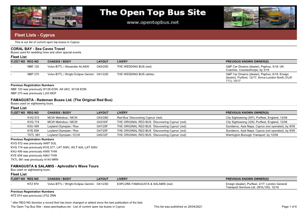 Fleet Lists - Cyprus