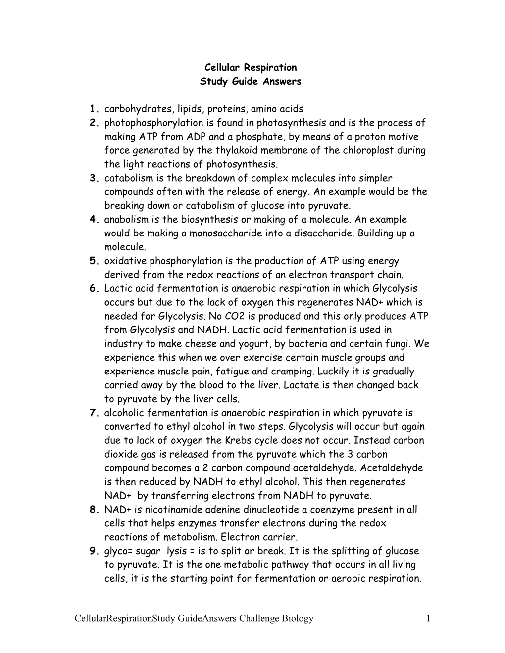 Cellular Respiration s1