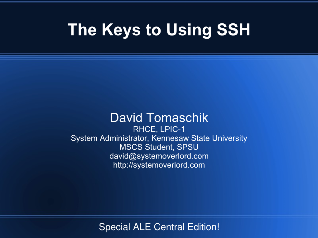 The Keys to Using SSH