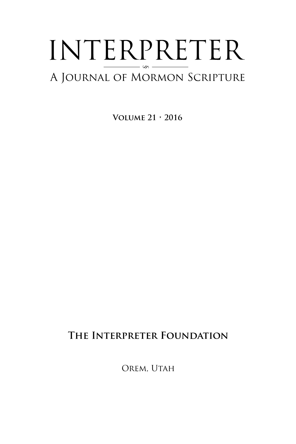 INTERPRETER§ a Journal of Mormon Scripture