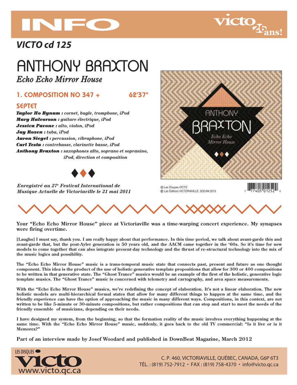 ANTHONY BRAXTON Echo Echo Mirror House