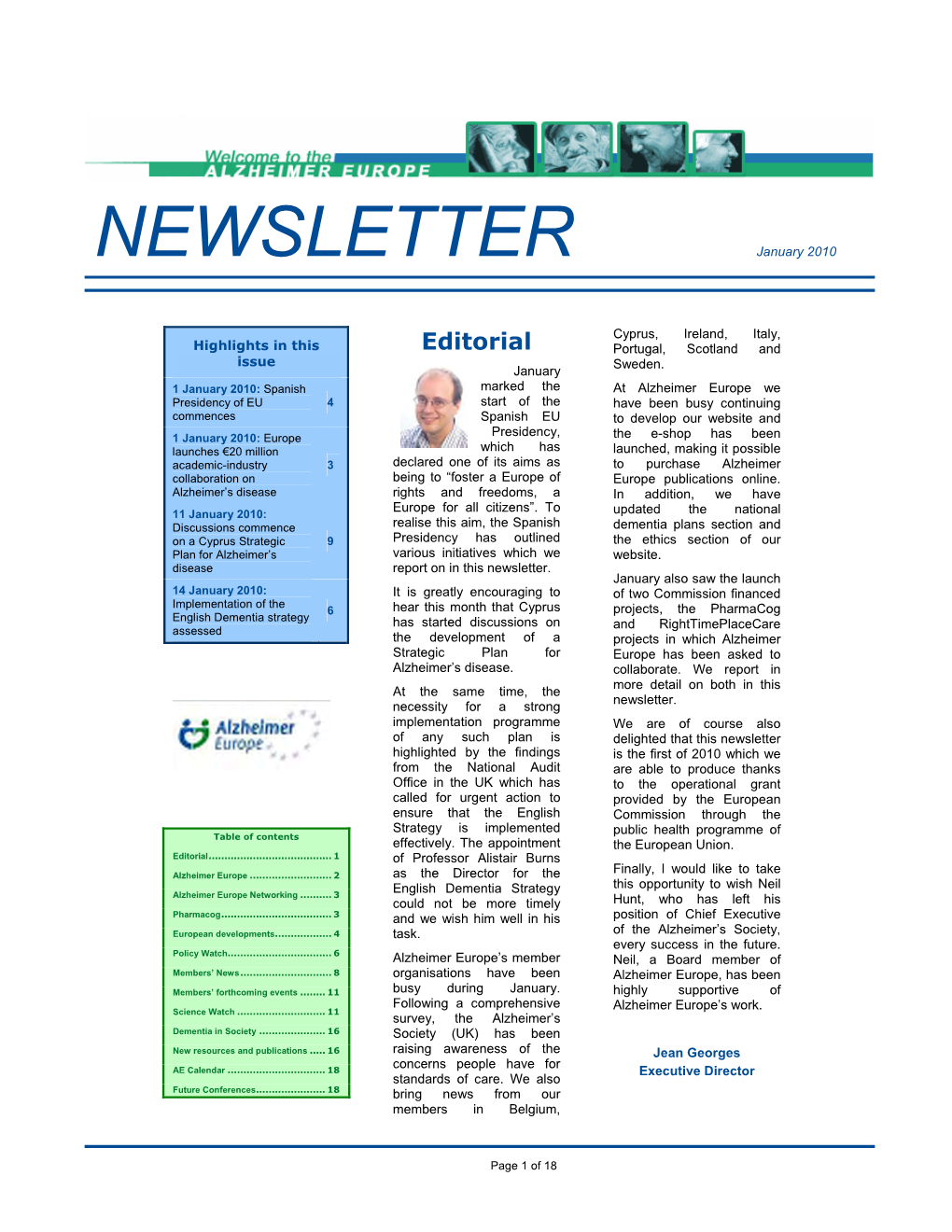 NEWSLETTER January 2010