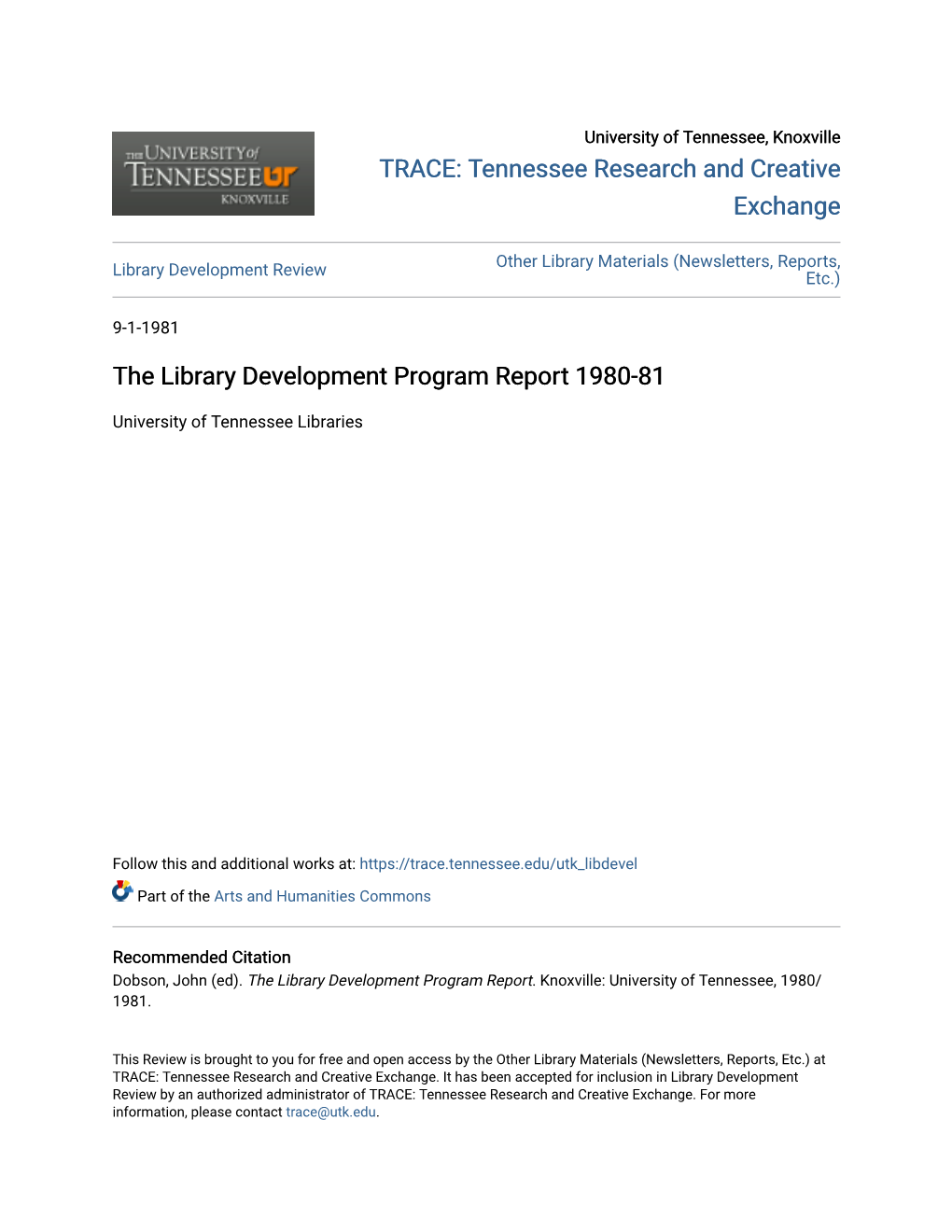 The Library Development Program Report 1980-81