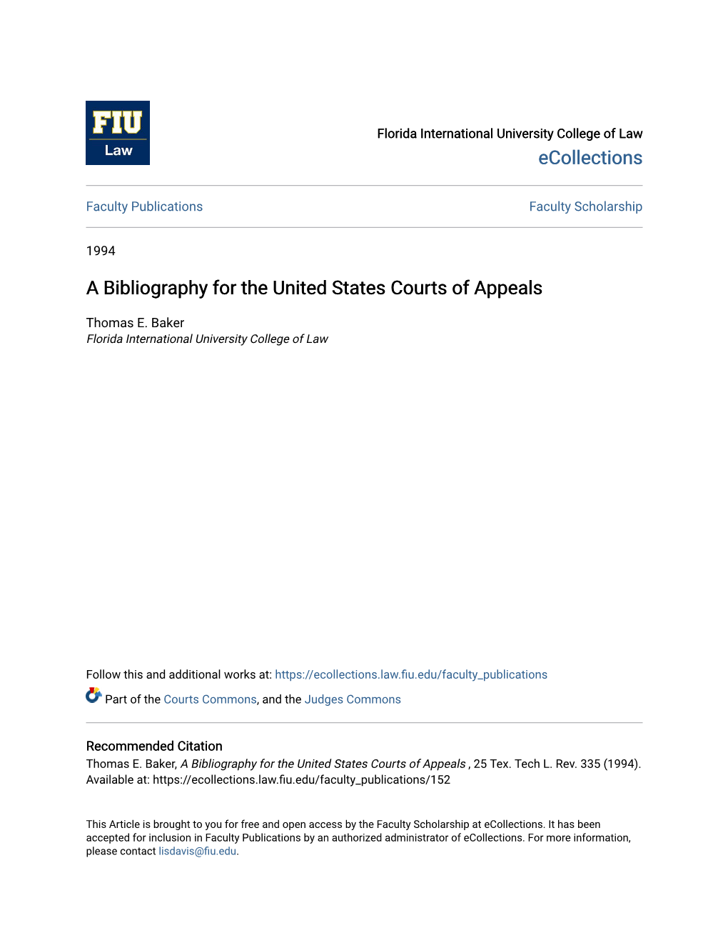 A Bibliography for the United States Courts of Appeals