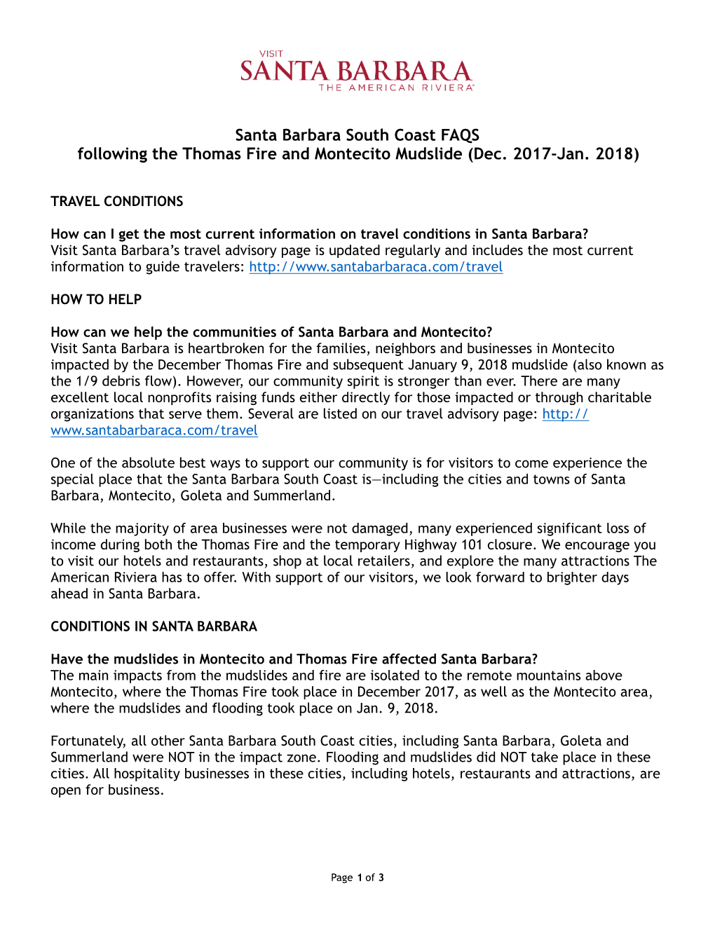 Santa Barbara South Coast FAQS Following the Thomas Fire and Montecito Mudslide (Dec