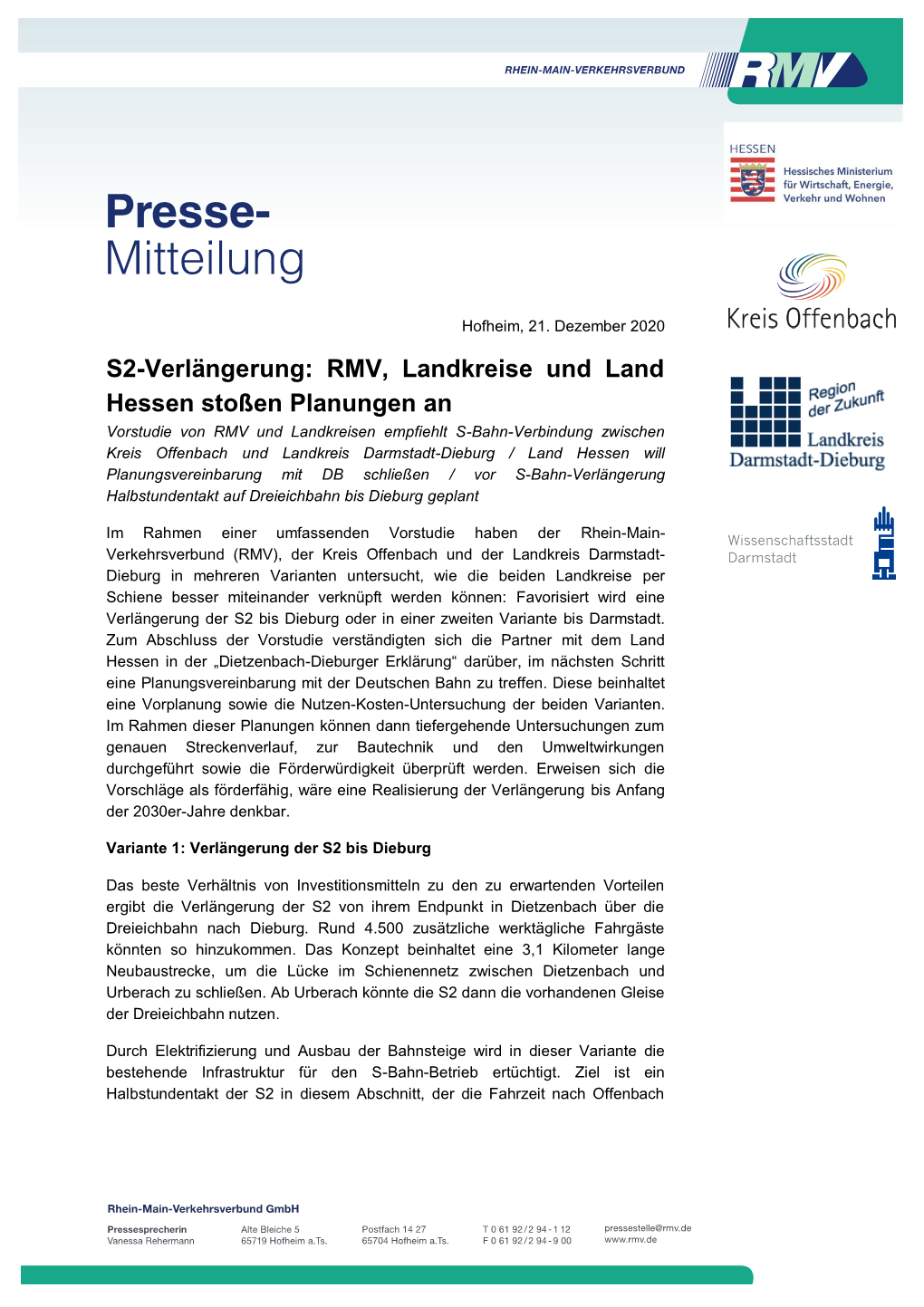 S2-Verlängerung: RMV, Landkreise Und Landhessen Stoßen