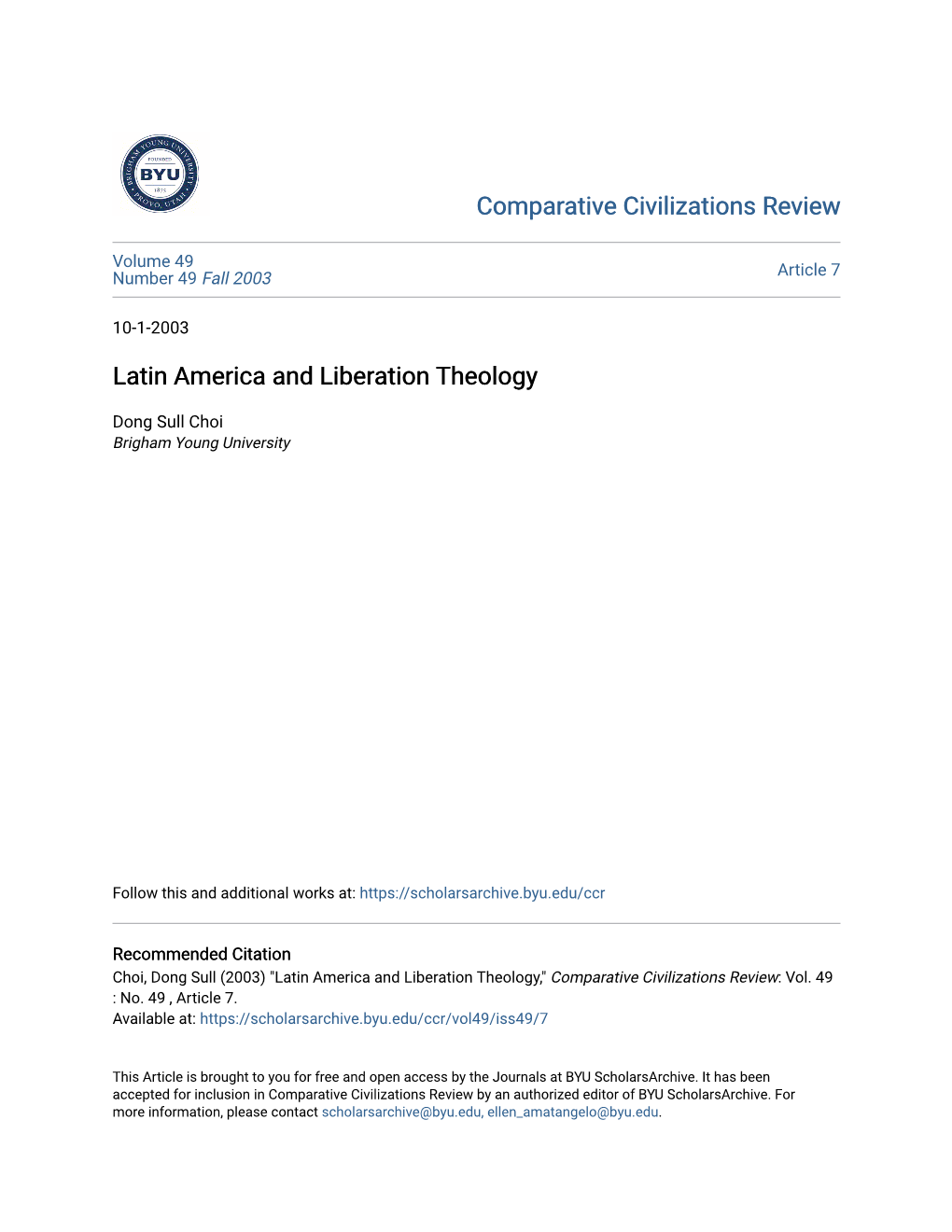 Latin America and Liberation Theology