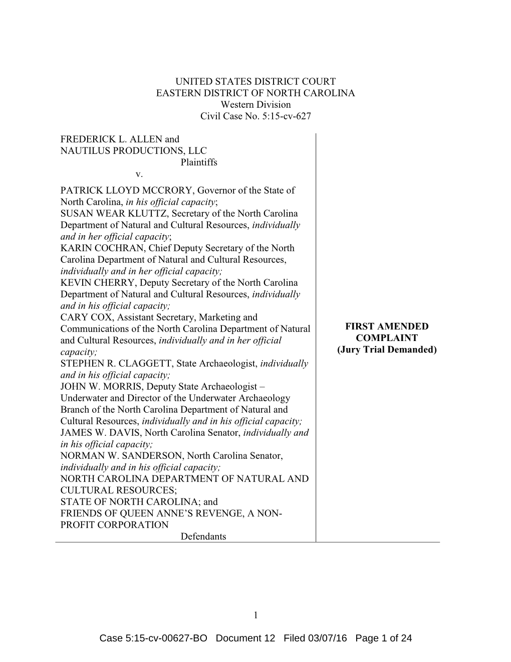 NAUTILUS PRODUCTIONS, LLC Plaintiffs V