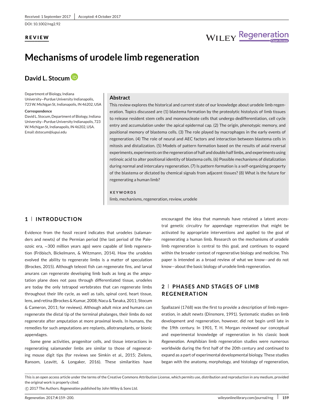 Mechanisms of Urodele Limb Regeneration