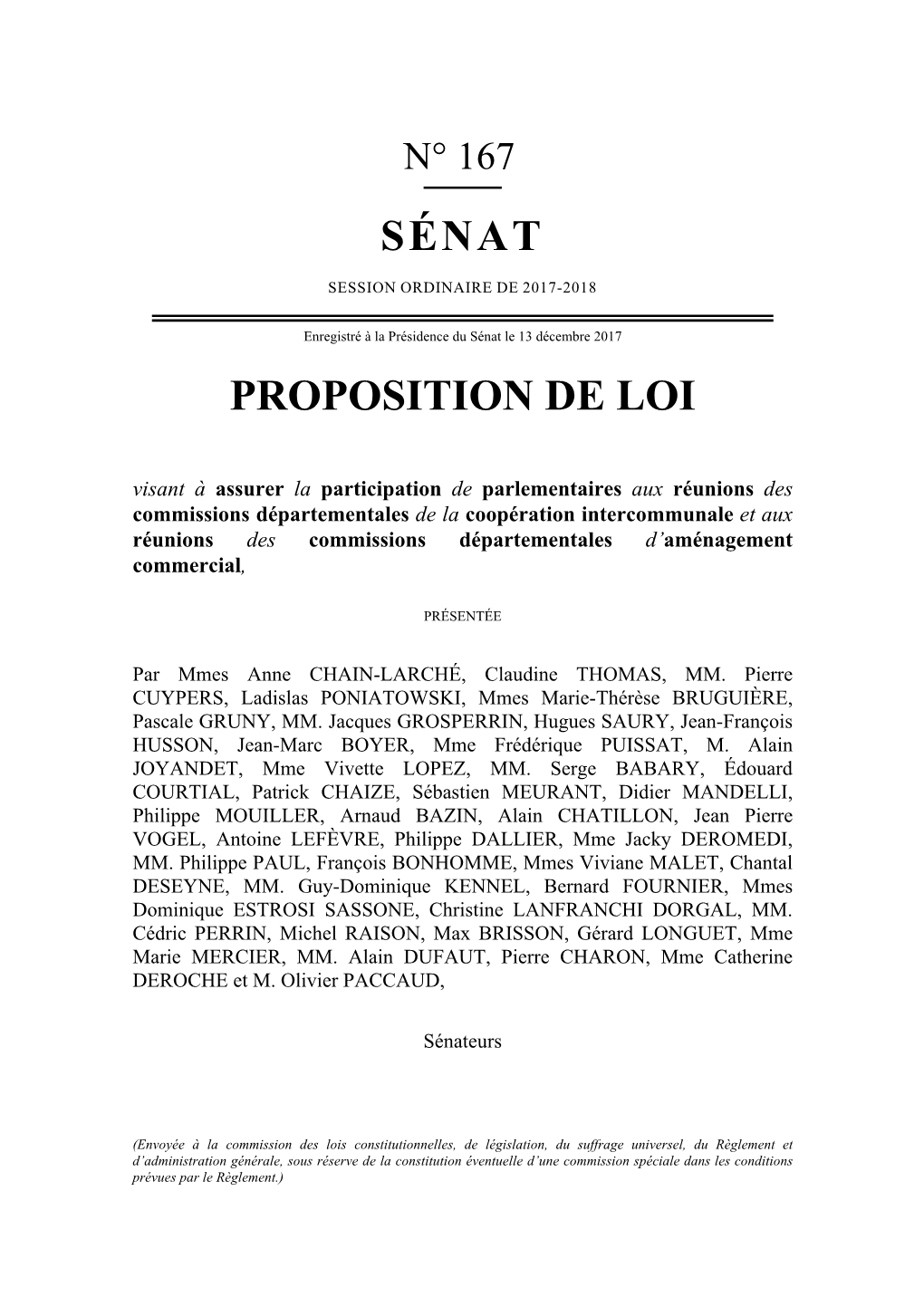 Sénat Proposition De