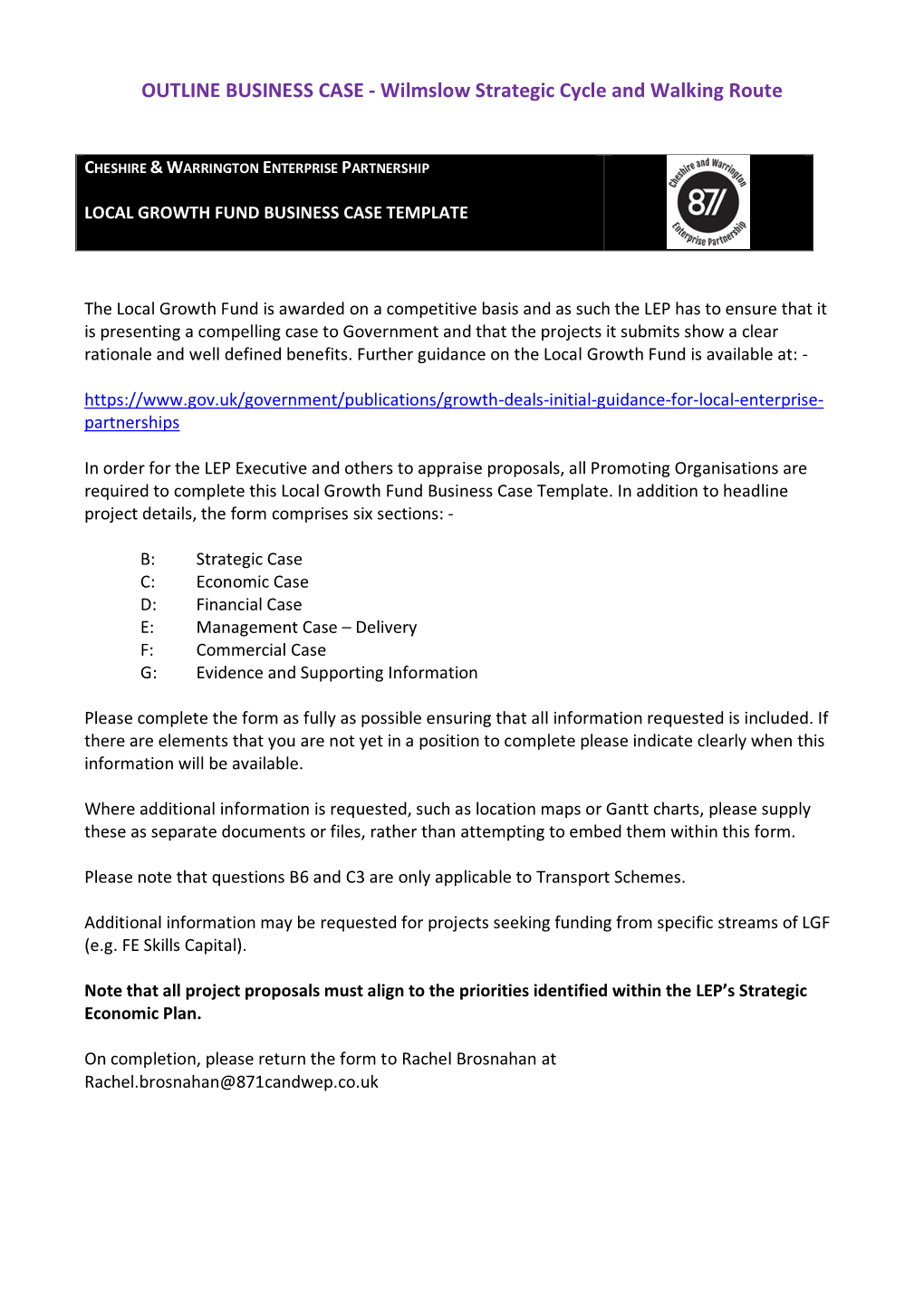 Wilmslow Strategic Cycle and Walking Route