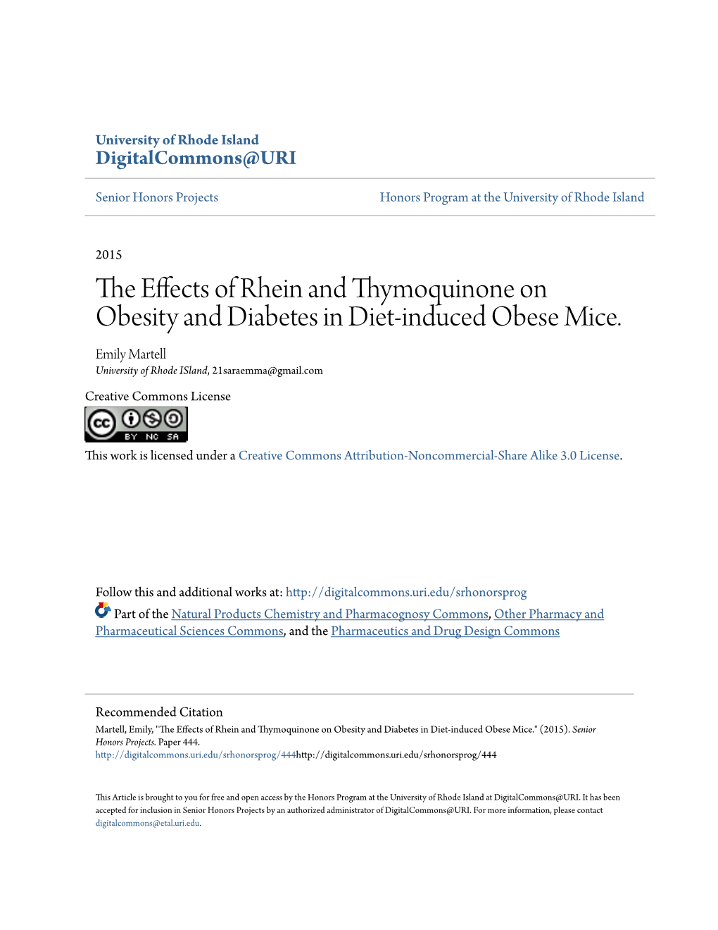 The Effects of Rhein and Thymoquinone on Obesity and Diabetes in Diet-Induced Obese Mice.