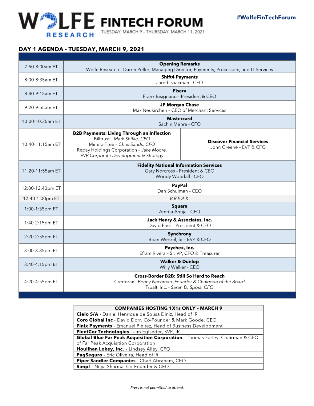 Wolfefintechforum DAY 1 AGENDA