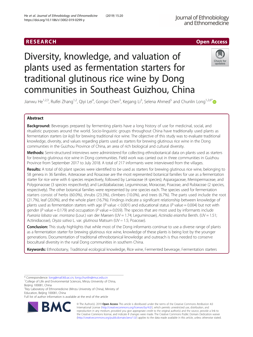 Diversity, Knowledge, and Valuation of Plants Used As Fermentation Starters