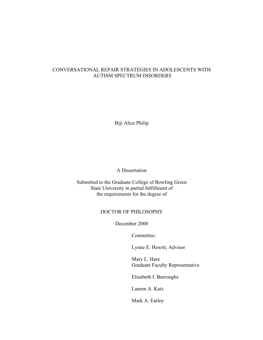 Conversational Repair Strategies in Adolescents with Autism Spectrum Disorders