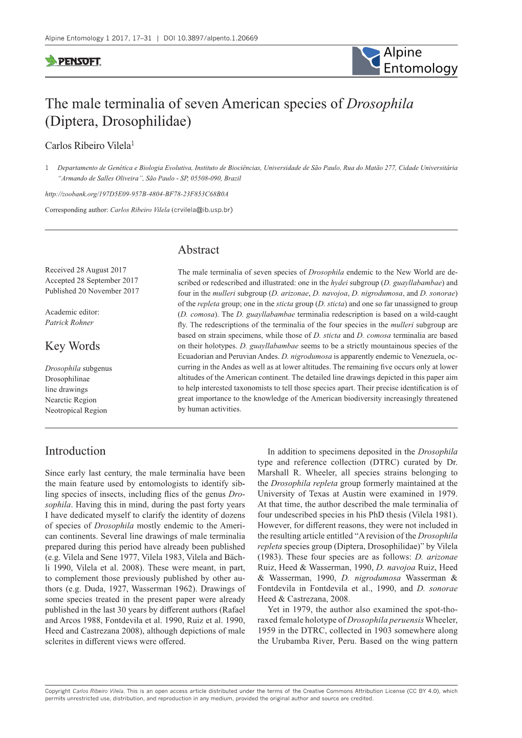 The Male Terminalia of Seven American Species of ﻿Drosophila