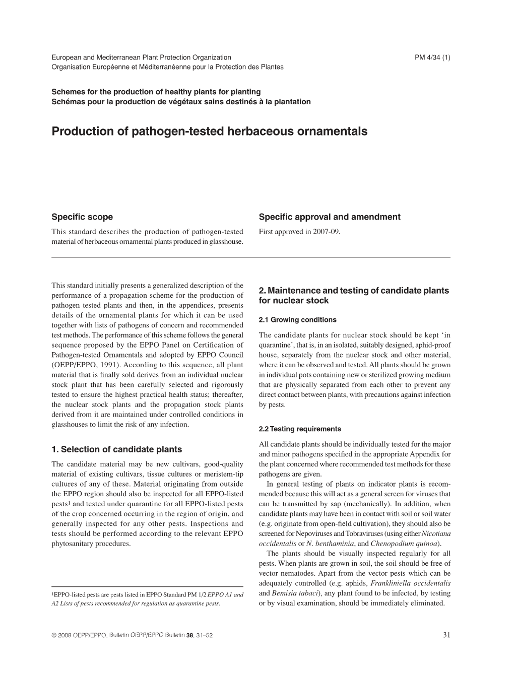 Production of Pathogen-Tested Herbaceous Ornamentals