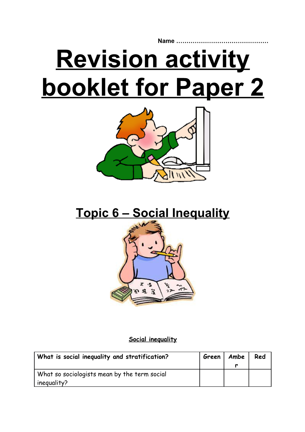 Revision Activity Booklet for Paper 2