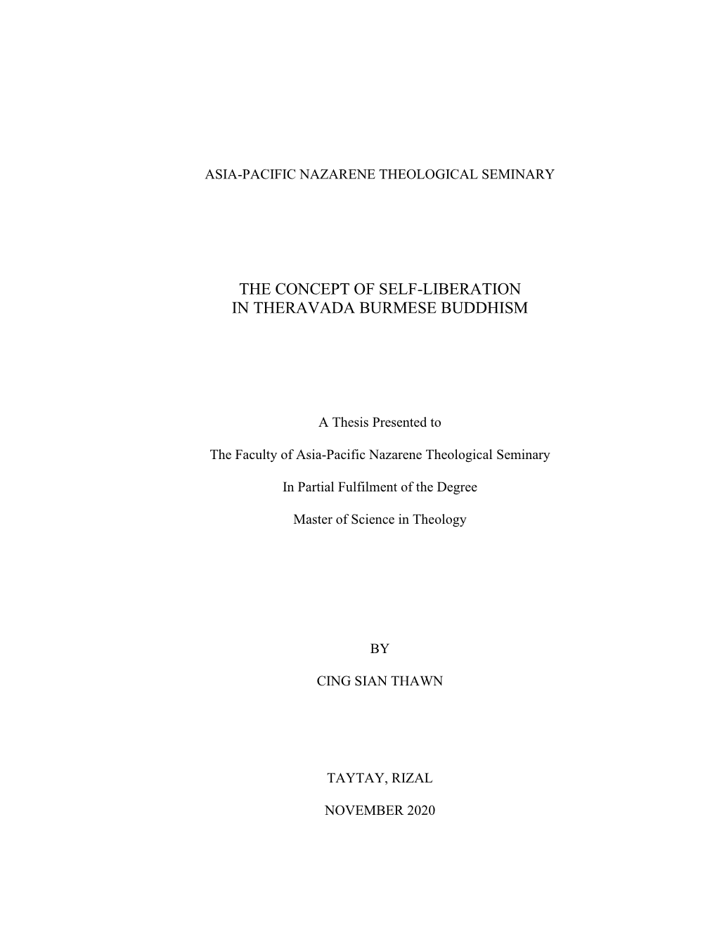 The Concept of Self-Liberation in Theravada Burmese Buddhism