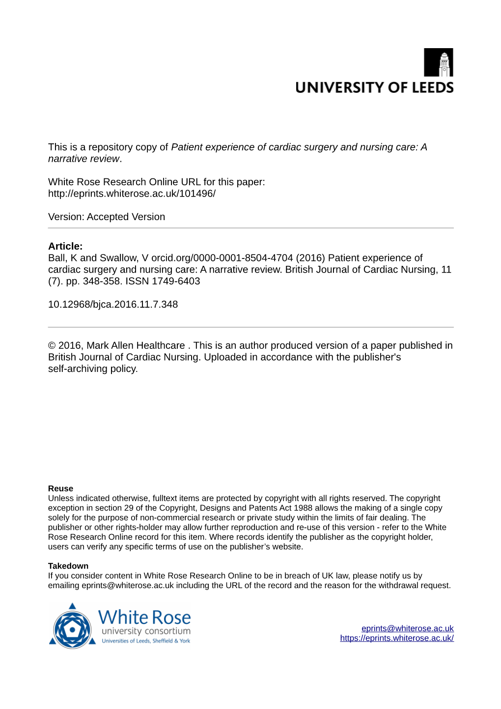 Patient Experience of Cardiac Surgery and Nursing Care: a Narrative Review